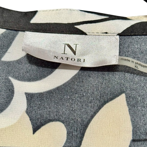 Natori New Women's Soleil Floral Printed Matte Satin Mandarin Caftan XL - Picture 9 of 11